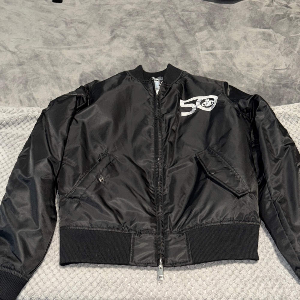 Stylish Black Bomber Jacket with Logo